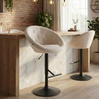 Barhocker London Samt schwarz creme 