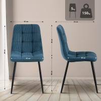 4er Set Esszimmerstuhl Tilde Cord blau 