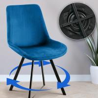2er Set Esszimmerstuhl Lewes Samt dunkelblau 