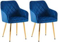 2er Set Esszimmerstuhl Monett Samt G dunkelblau