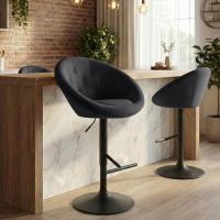 Barhocker London Samt schwarz schwarz 