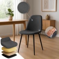 2er Set Esszimmerstuhl Maryam Stoff dunkelgrau 
