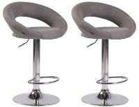 2er Set Barhocker Olinda Stoff Chrom grau