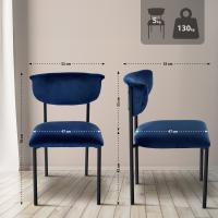 2er Set Besucherstuhl Gambell Samt dunkelblau 