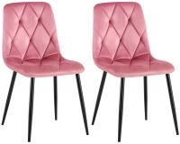 2er Set Esszimmerstuhl Clairton Samt rosa 