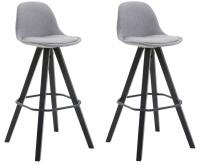 2er Set Barhocker Franklin Stoff Square schwarz (eiche) grau 
