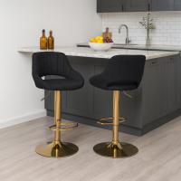 Barhocker Milet Stoff gold schwarz