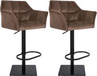 2er Set Barhocker Damaso B Samt braun