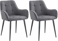 2er Set Esszimmerstuhl Ferndale Samt dunkelgrau