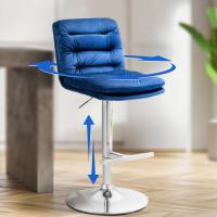 2er Set Barhocker Damar Samt chrom blau 