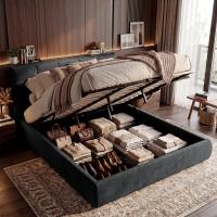 Bett Mirka 180x200 cm Stoff dunkelgrau