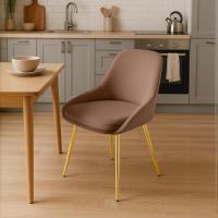 2er Set Esszimmerstuhl Elmira Samt gold braun 