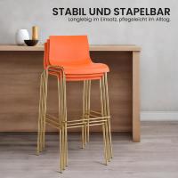 2er Set Barhocker Hoover Kunststoff 4-Fuß Gold orange 