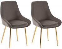 2er Set Esszimmerstuhl Elmira Samt gold anthrazit 