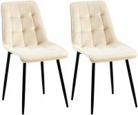 2er Set Esszimmerstuhl Gifford Samt creme