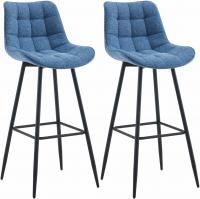 2er Set Barhocker Dartford Stoff  blau 