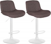 2er Set Barhocker Solon Weiß Stoff dunkelbraun 