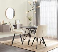 2er Set Esszimmerstuhl Lewes Samt creme 