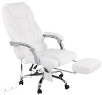Bürostuhl Pacific Echtleder mit Massagefunktion weiß 