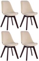 4er Set Besucherstühle Borneo V2 Samt walnuss creme