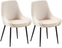 2er Set Esszimmerstuhl Elmira Samt schwarz creme