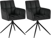 2er Set Esszimmerstuhl Jonah Stoff schwarz 