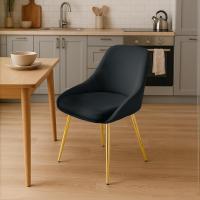 Esszimmerstuhl Elmira Samt gold schwarz
