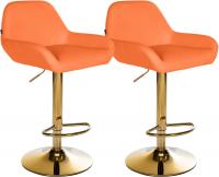 2er Set Barhocker Braga Gold Kunstleder orange 