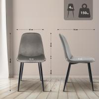 4er Set Esszimmerstuhl Maryam Samt hellgrau