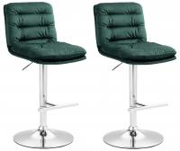 2er Set Barhocker Damar Samt chrom grün