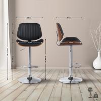 2er Set Barhocker Clawson Kunstleder chrom  walnuss/schwarz 