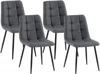 4er Set Esszimmerstühle Asti Stoff dunkelgrau