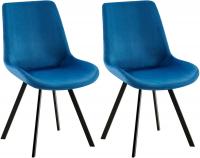 2er Set Esszimmerstuhl Lewes Samt dunkelblau