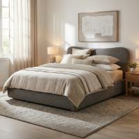 Bett Maido Teddy Stoff 180x200 cm dunkelgrau 