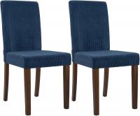 2er Set Esszimmerstuhl Ina Cord antik dunkel blau 