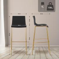 2er Set Barhocker Hoover Kunststoff 4-Fuß Gold schwarz