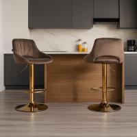2er Set Barhocker Milet Samt G braun 