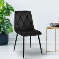 2er Set Esszimmerstuhl Clairton Samt schwarz 