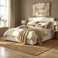 Bett Ladia Stoff 160x200 cm creme