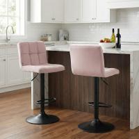 2er Set Barhocker Peru Samt schwarz rosa 