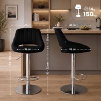 2er Set Barhocker HD Milet C Stoff dunkelgrau 