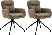2er Set Esszimmerstuhl Somers Stoff braun 