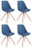4er Set Stühle Toulouse Stoff Rund natura (eiche) blau