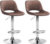 2er Set Barhocker Camden Samt chrom braun 
