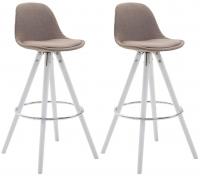 2er Set Barhocker Franklin Stoff rund weiß (eiche) taupe