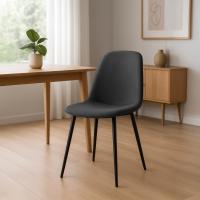 2er Set Esszimmerstuhl Maryam Stoff dunkelgrau 