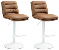 2er Set Barhocker Damar Kunstleder weiß  hellbraun