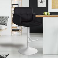 Barhocker Los Angeles Samt weiß schwarz