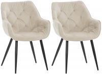 2er Set Stuhl Tanna Samt creme