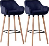 2er Set Barhocker Grant Samt dunkelblau